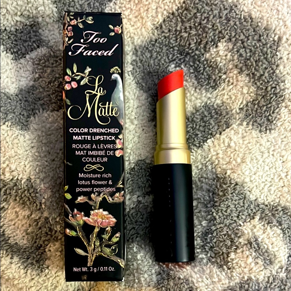 Too Faced: La Matte Color Drenched Lipstick: The New Black🧡 Brand New! 🏮